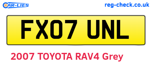 FX07UNL are the vehicle registration plates.