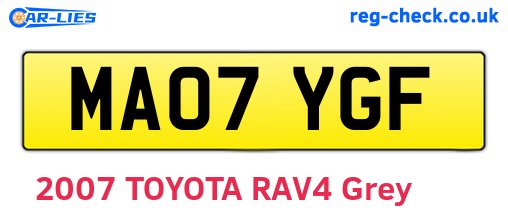 MA07YGF are the vehicle registration plates.