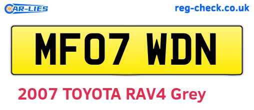 MF07WDN are the vehicle registration plates.