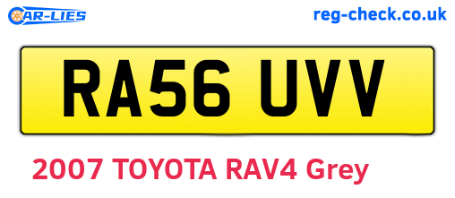RA56UVV are the vehicle registration plates.