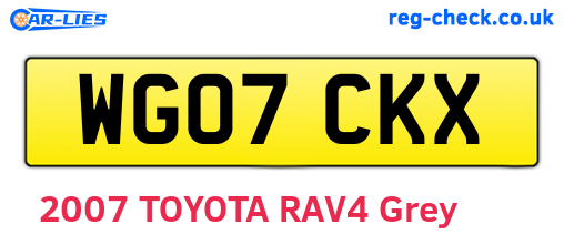 WG07CKX are the vehicle registration plates.