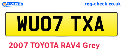 WU07TXA are the vehicle registration plates.