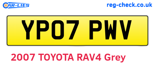 YP07PWV are the vehicle registration plates.