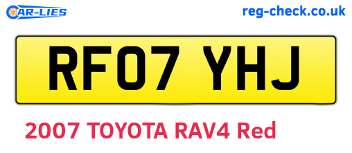 RF07YHJ are the vehicle registration plates.
