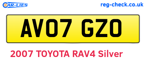 AV07GZO are the vehicle registration plates.