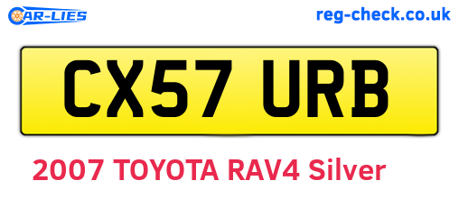 CX57URB are the vehicle registration plates.