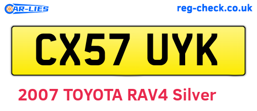 CX57UYK are the vehicle registration plates.