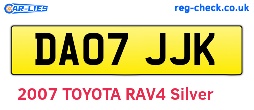 DA07JJK are the vehicle registration plates.