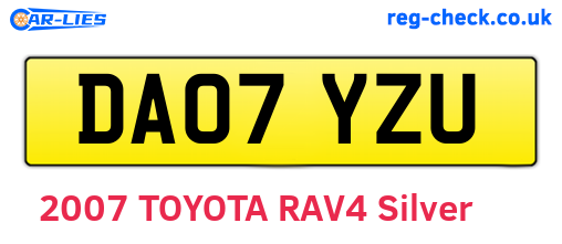 DA07YZU are the vehicle registration plates.