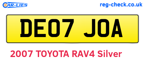 DE07JOA are the vehicle registration plates.