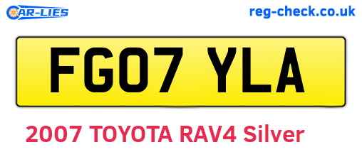 FG07YLA are the vehicle registration plates.