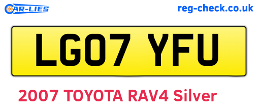 LG07YFU are the vehicle registration plates.