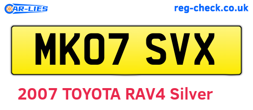 MK07SVX are the vehicle registration plates.