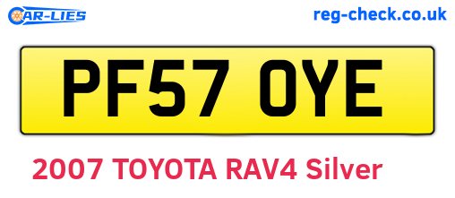PF57OYE are the vehicle registration plates.