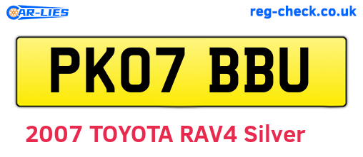 PK07BBU are the vehicle registration plates.
