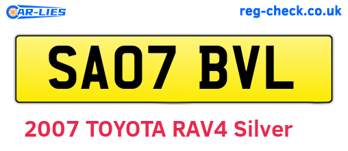 SA07BVL are the vehicle registration plates.