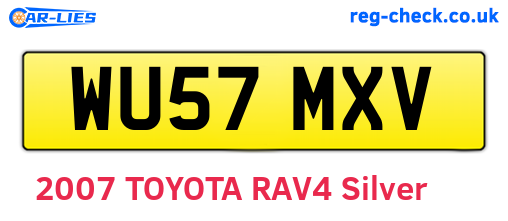 WU57MXV are the vehicle registration plates.