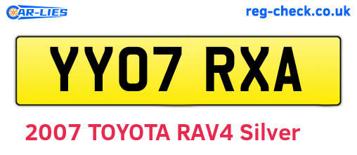 YY07RXA are the vehicle registration plates.