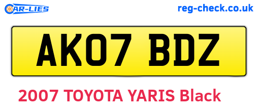 AK07BDZ are the vehicle registration plates.