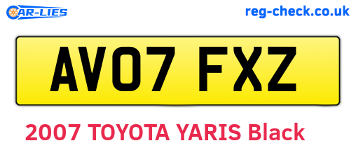 AV07FXZ are the vehicle registration plates.