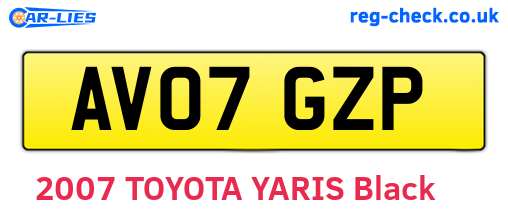 AV07GZP are the vehicle registration plates.