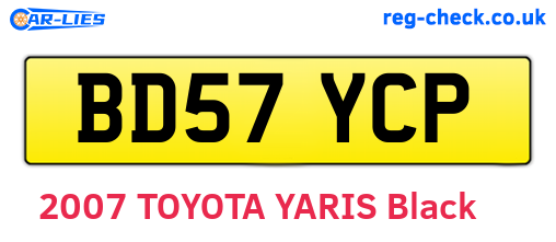 BD57YCP are the vehicle registration plates.