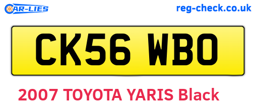 CK56WBO are the vehicle registration plates.