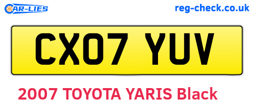 CX07YUV are the vehicle registration plates.