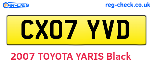 CX07YVD are the vehicle registration plates.