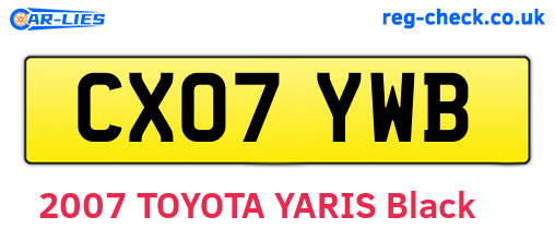 CX07YWB are the vehicle registration plates.