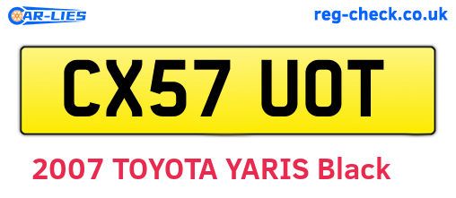 CX57UOT are the vehicle registration plates.