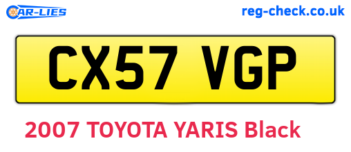 CX57VGP are the vehicle registration plates.