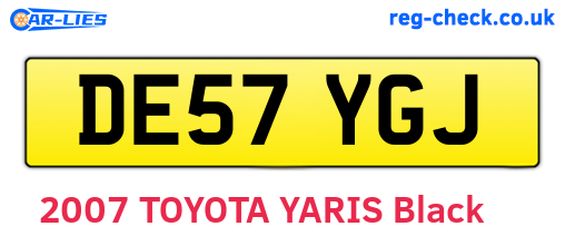 DE57YGJ are the vehicle registration plates.