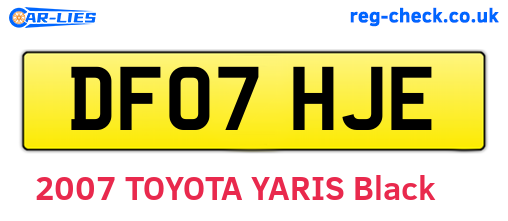 DF07HJE are the vehicle registration plates.