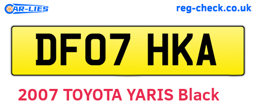 DF07HKA are the vehicle registration plates.
