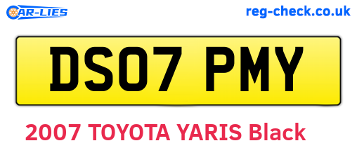 DS07PMY are the vehicle registration plates.
