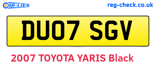 DU07SGV are the vehicle registration plates.