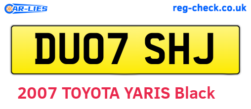 DU07SHJ are the vehicle registration plates.