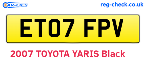 ET07FPV are the vehicle registration plates.