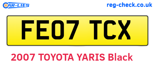 FE07TCX are the vehicle registration plates.