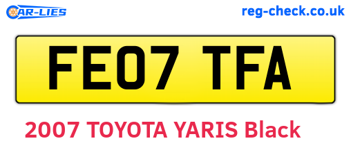 FE07TFA are the vehicle registration plates.