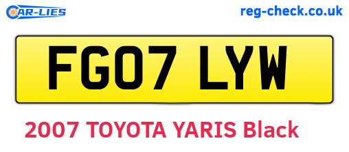 FG07LYW are the vehicle registration plates.