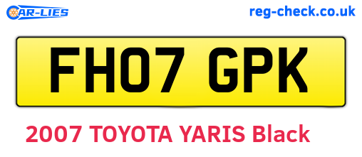 FH07GPK are the vehicle registration plates.