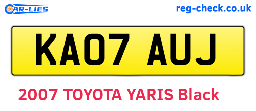 KA07AUJ are the vehicle registration plates.