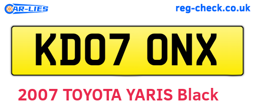 KD07ONX are the vehicle registration plates.