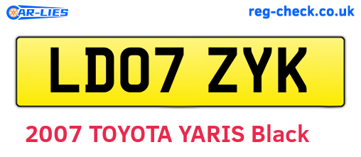 LD07ZYK are the vehicle registration plates.