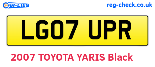 LG07UPR are the vehicle registration plates.