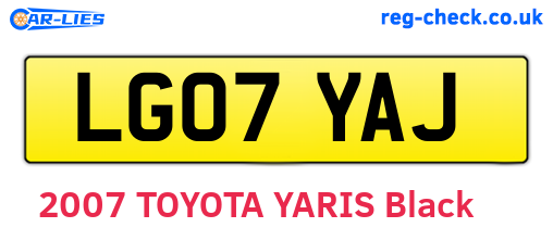 LG07YAJ are the vehicle registration plates.
