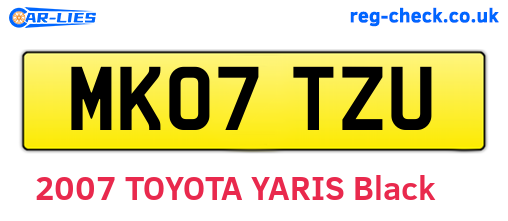 MK07TZU are the vehicle registration plates.