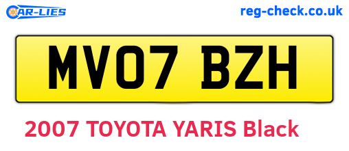MV07BZH are the vehicle registration plates.